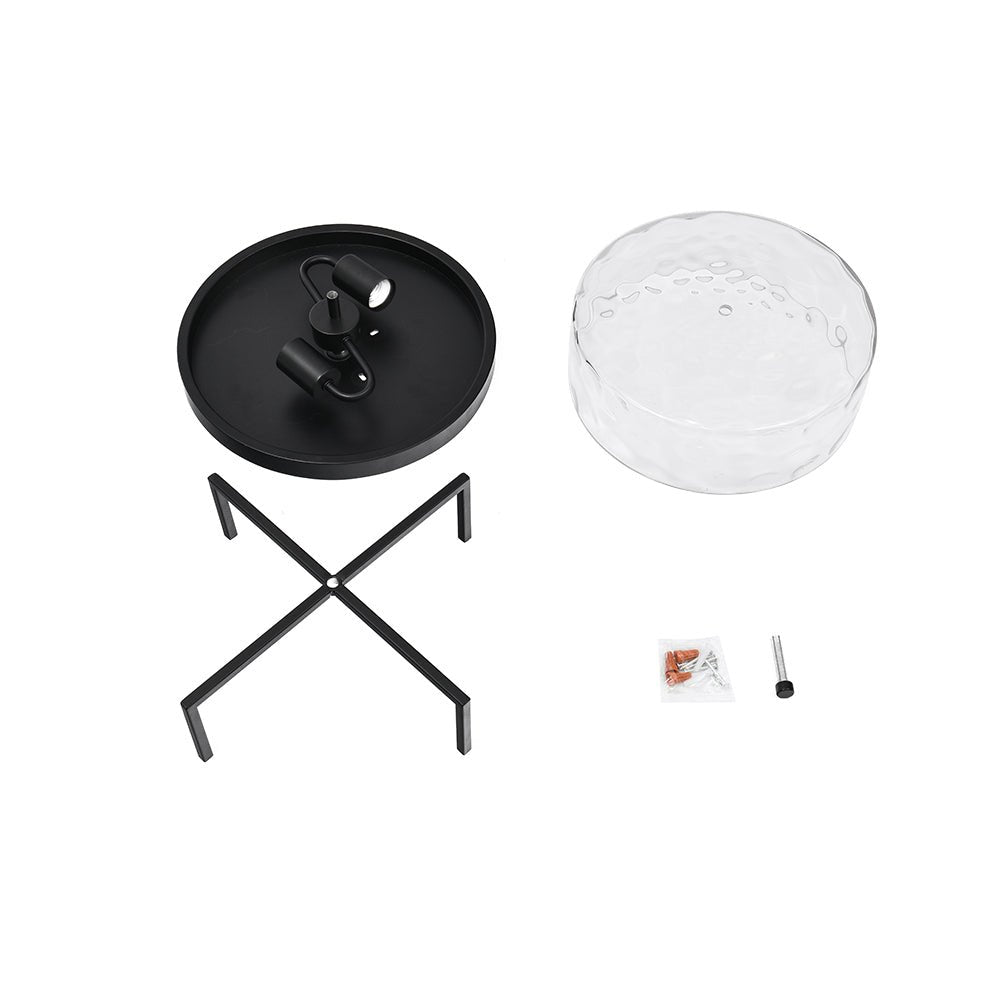 Mid - century Drum Flush Mount Seeded Glass Ceiling Light - LightfixturesUAE