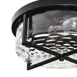 Mid - century Drum Flush Mount Seeded Glass Ceiling Light - LightfixturesUAE