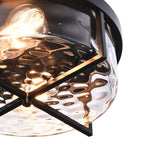 Mid - century Drum Flush Mount Seeded Glass Ceiling Light - LightfixturesUAE