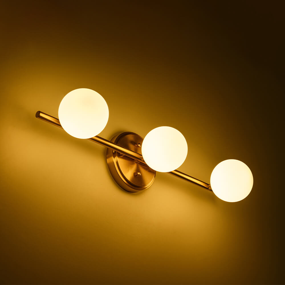 Mid - century Milky Glass Globe Linear Vanity Wall Sconce - LightfixturesUAE