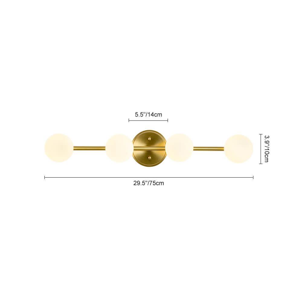 Mid - century Milky Glass Globe Linear Vanity Wall Sconce - LightfixturesUAE