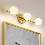 Mid - century Milky Glass Globe Linear Vanity Wall Sconce - LightfixturesUAE