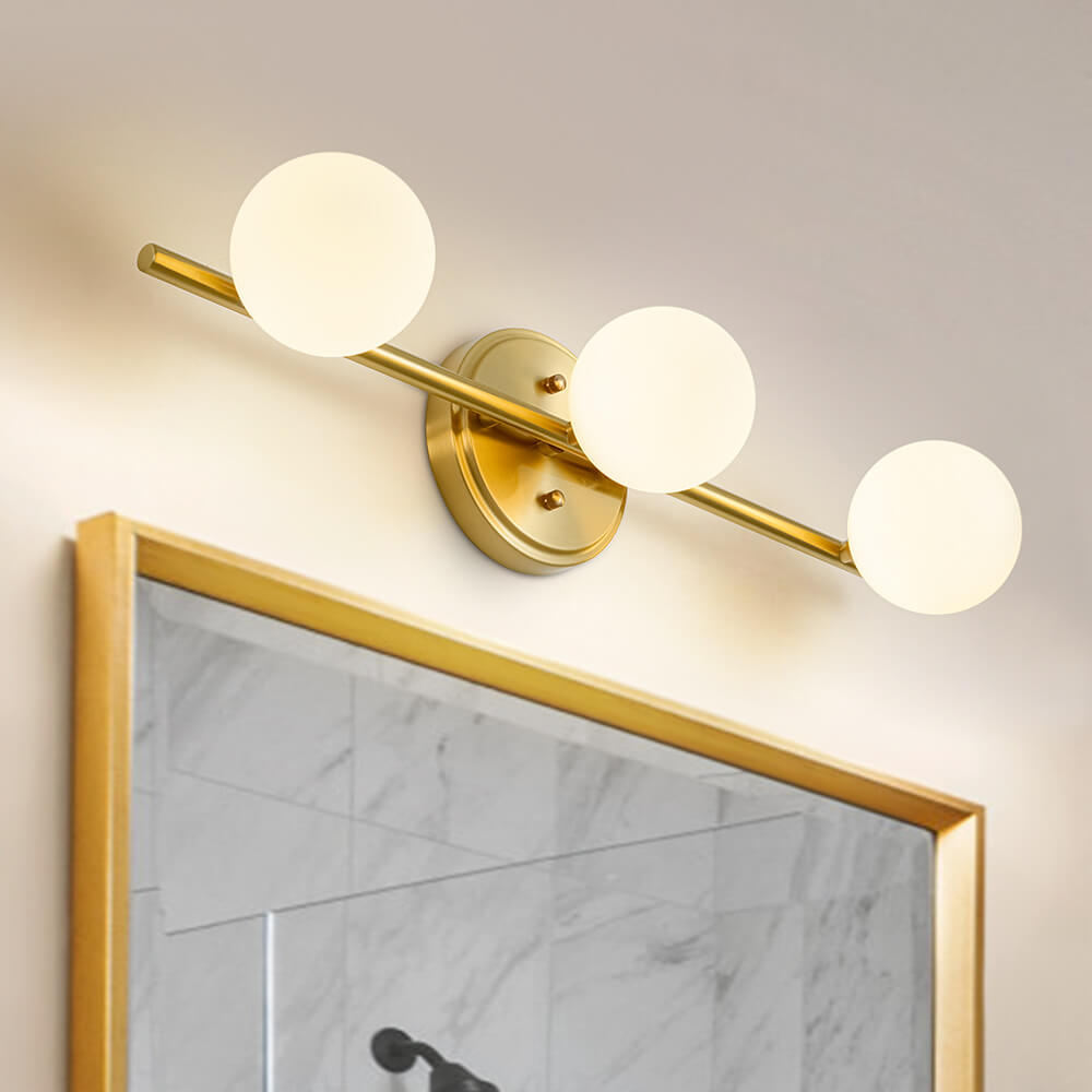 Mid - century Milky Glass Globe Linear Vanity Wall Sconce - LightfixturesUAE