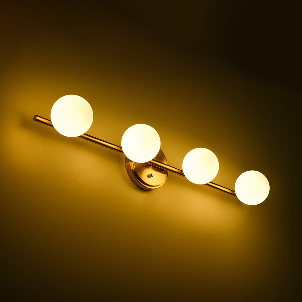 Mid - century Milky Glass Globe Linear Vanity Wall Sconce - LightfixturesUAE