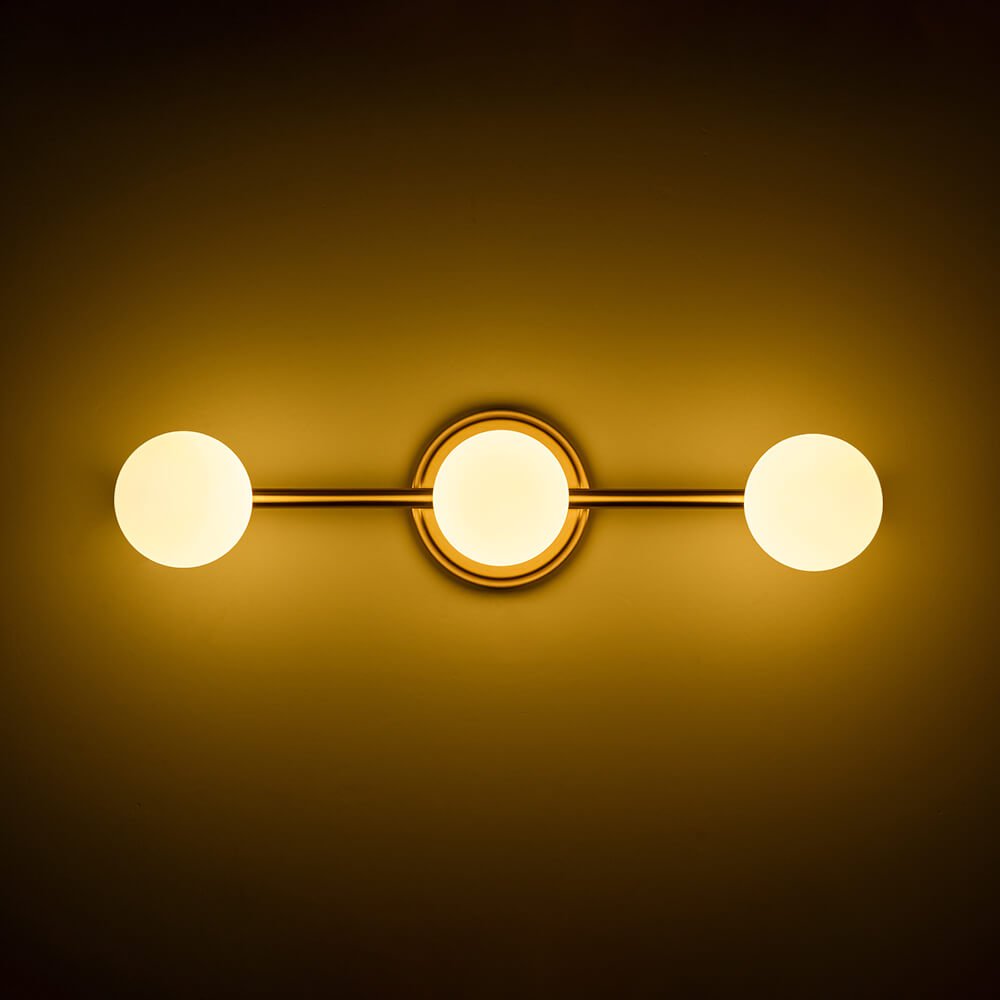Mid - century Milky Glass Globe Linear Vanity Wall Sconce - LightfixturesUAE
