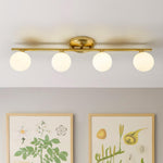 Mid - century Milky Glass Globe Linear Vanity Wall Sconce - LightfixturesUAE