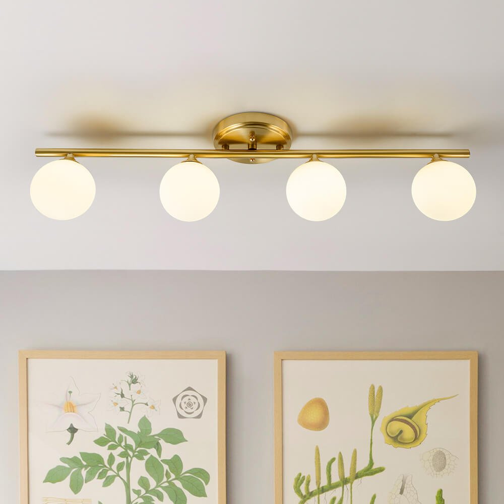 Mid - century Milky Glass Globe Linear Vanity Wall Sconce - LightfixturesUAE