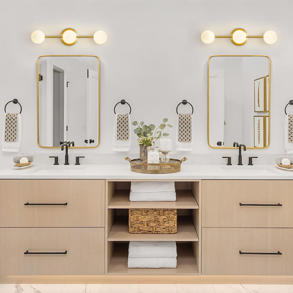 Mid - century Milky Glass Globe Linear Vanity Wall Sconce - LightfixturesUAE