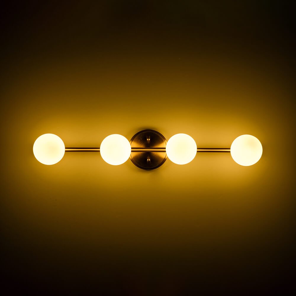 Mid - century Milky Glass Globe Linear Vanity Wall Sconce - LightfixturesUAE
