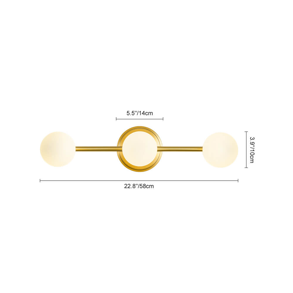 Mid - century Milky Glass Globe Linear Vanity Wall Sconce - LightfixturesUAE