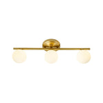 Mid - century Milky Glass Globe Linear Vanity Wall Sconce - LightfixturesUAE