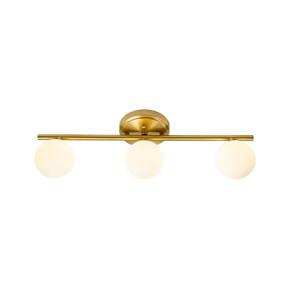 Mid - century Milky Glass Globe Linear Vanity Wall Sconce - LightfixturesUAE