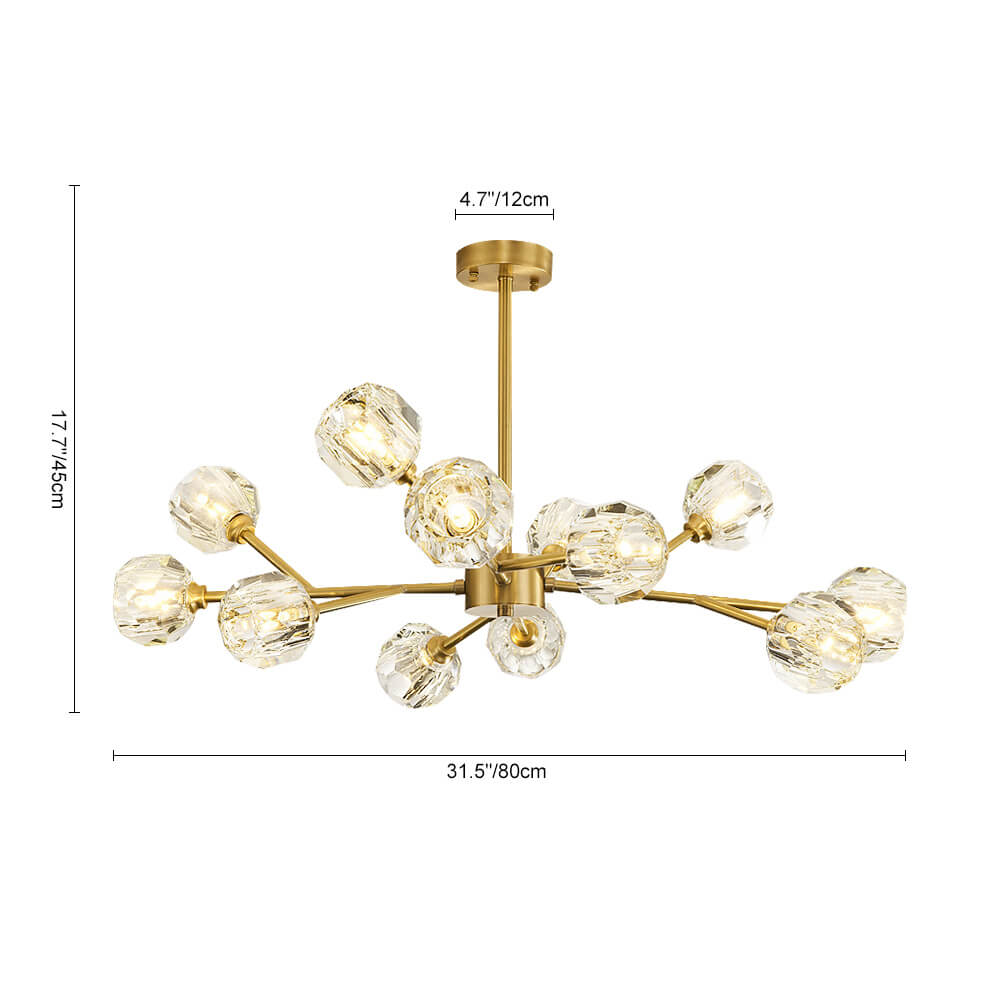 Mid - Century Modern 12 - Light Sputnik Crystal Chandelier - LightfixturesUAE
