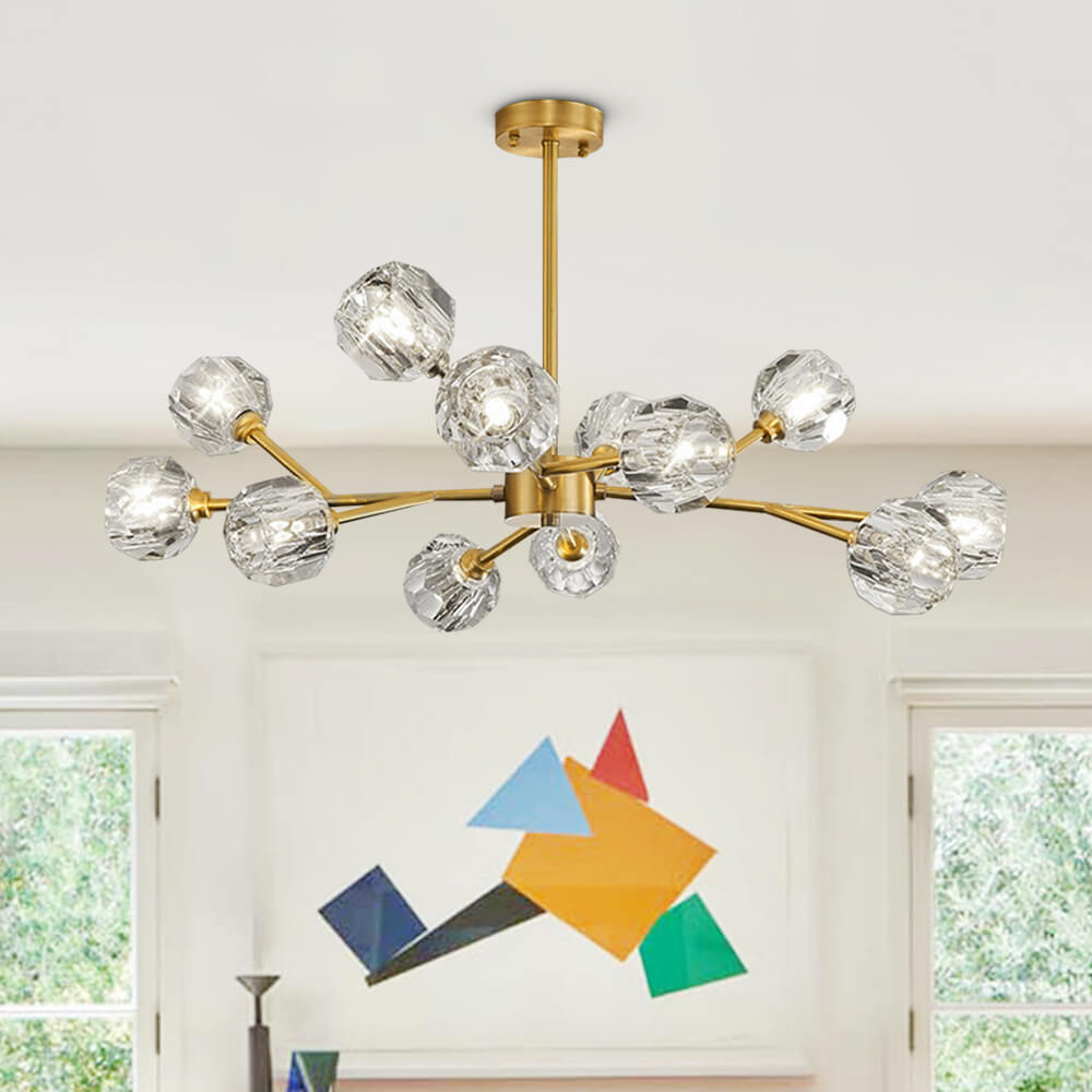 Mid - Century Modern 12 - Light Sputnik Crystal Chandelier - LightfixturesUAE