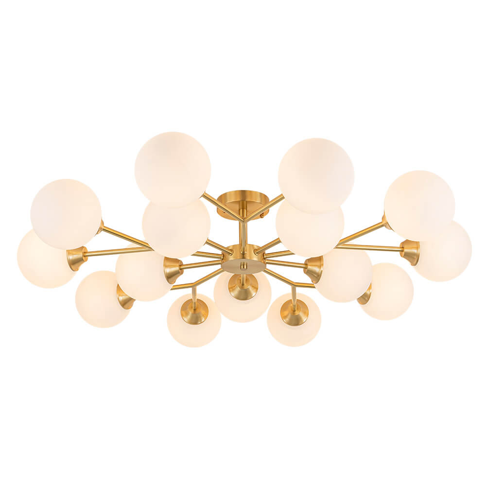 Mid - century Modern 15 - Light Sputnik Branching Glass Globe Semi Flush Mount - LightfixturesUAE