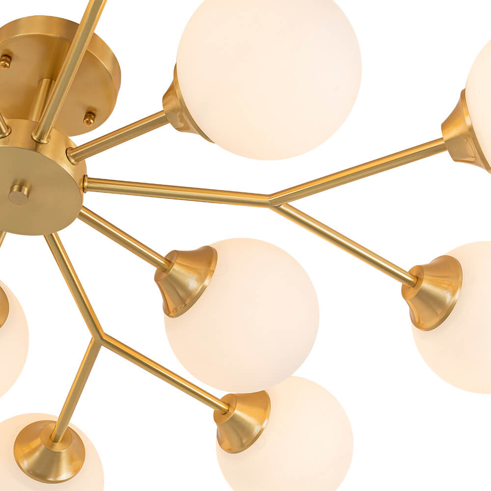 Mid - century Modern 15 - Light Sputnik Branching Glass Globe Semi Flush Mount - LightfixturesUAE