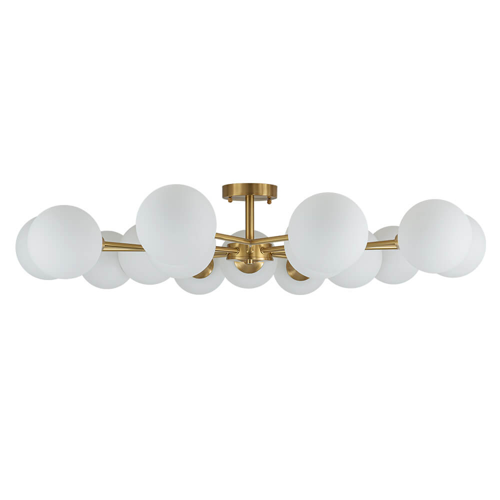 Mid - century Modern 15 - Light Sputnik Branching Glass Globe Semi Flush Mount - LightfixturesUAE