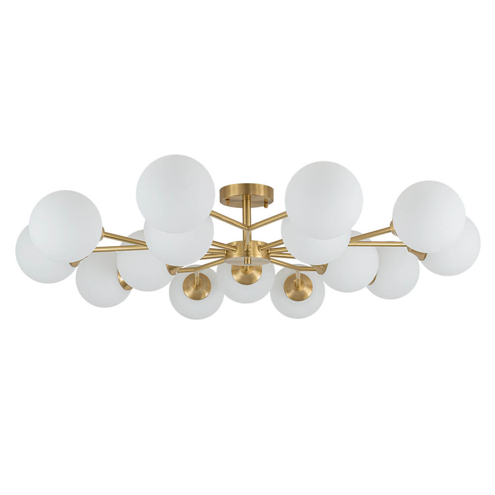 Mid - century Modern 15 - Light Sputnik Branching Glass Globe Semi Flush Mount - LightfixturesUAE