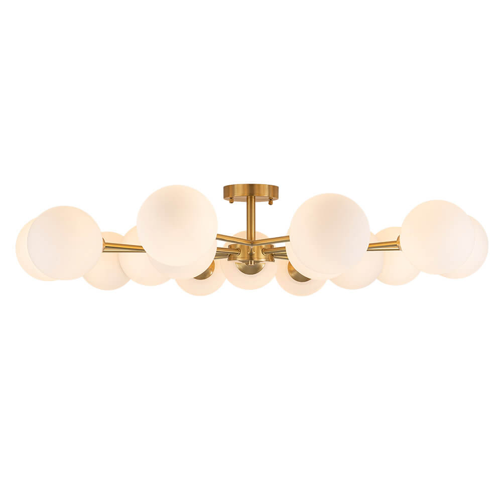 Mid - century Modern 15 - Light Sputnik Branching Glass Globe Semi Flush Mount - LightfixturesUAE