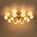 Mid - century Modern 15 - Light Sputnik Branching Glass Globe Semi Flush Mount - LightfixturesUAE