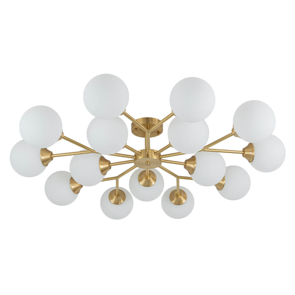 Mid - century Modern 15 - Light Sputnik Branching Glass Globe Semi Flush Mount - LightfixturesUAE