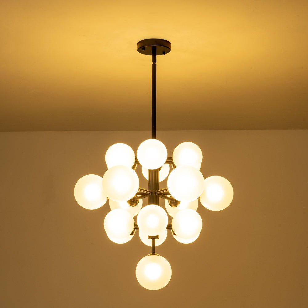 Mid Century Modern 19 - Light Cluster Glass Globe Chandelier - LightfixturesUAE