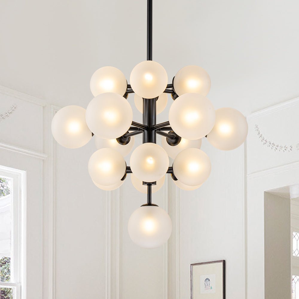 Mid Century Modern 19 - Light Cluster Glass Globe Chandelier - LightfixturesUAE