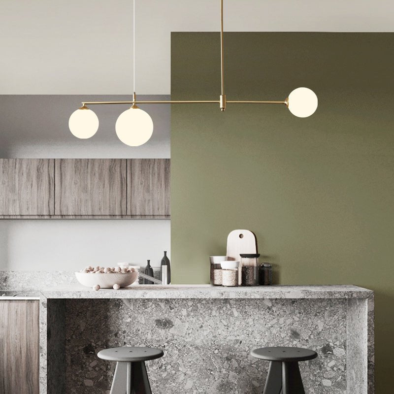 Mid - Century Modern 3 Light Linear Brass Ceiling Light - LightfixturesUAE