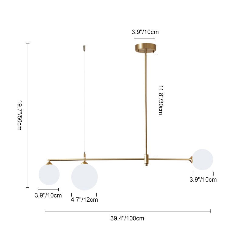 Mid - Century Modern 3 Light Linear Brass Ceiling Light - LightfixturesUAE