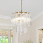 Mid - century Modern 3 - Tier Tube Glass Chandelier - LightfixturesUAE