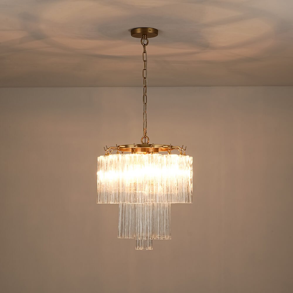 Mid - century Modern 3 - Tier Tube Glass Chandelier - LightfixturesUAE