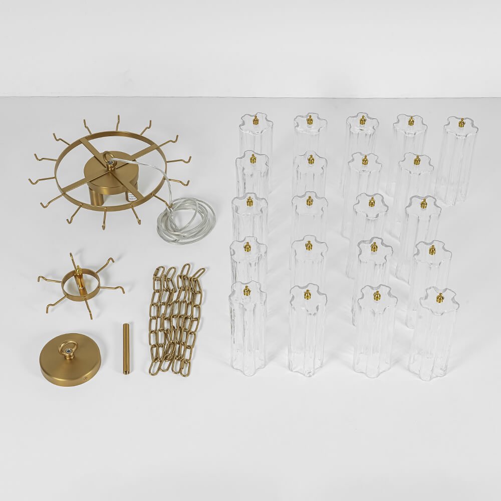 Mid - century Modern 3 - Tier Tube Glass Chandelier - LightfixturesUAE