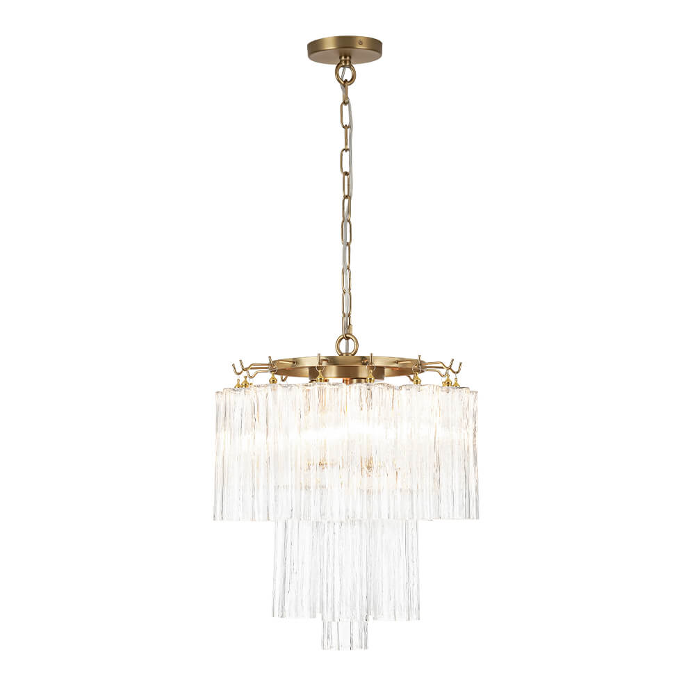 Mid - century Modern 3 - Tier Tube Glass Chandelier - LightfixturesUAE
