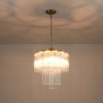 Mid - century Modern 3 - Tier Tube Glass Chandelier - LightfixturesUAE