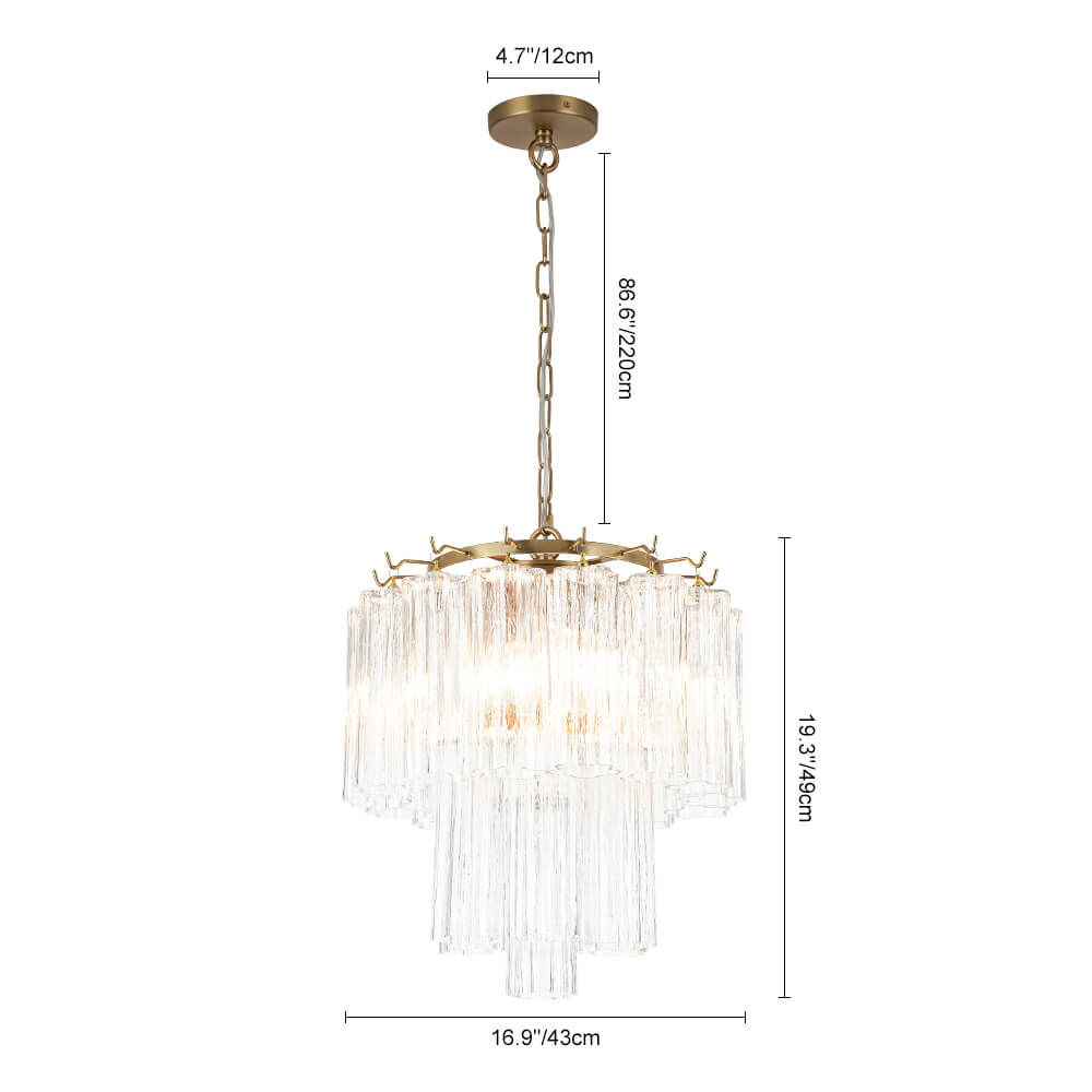 Mid - century Modern 3 - Tier Tube Glass Chandelier - LightfixturesUAE