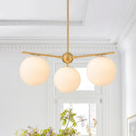 Mid - Century Modern 3/6 - Light Milky White Glass Globe Sputnik Chandelier - LightfixturesUAE