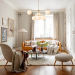 Mid - Century Modern 3/6 - Light Milky White Glass Globe Sputnik Chandelier - LightfixturesUAE
