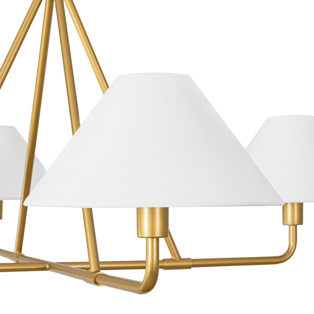Mid - Century Modern 4 - Light Conical Fabric Shades Iron Chandelier - LightfixturesUAE