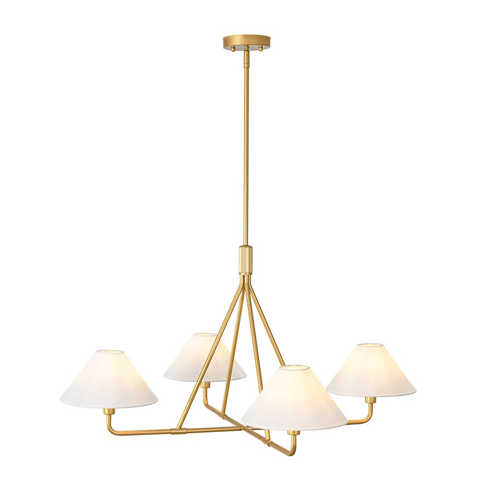 Mid - Century Modern 4 - Light Conical Fabric Shades Iron Chandelier - LightfixturesUAE