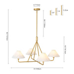 Mid - Century Modern 4 - Light Conical Fabric Shades Iron Chandelier - LightfixturesUAE
