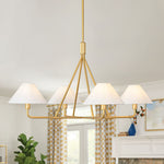 Mid - Century Modern 4 - Light Conical Fabric Shades Iron Chandelier - LightfixturesUAE