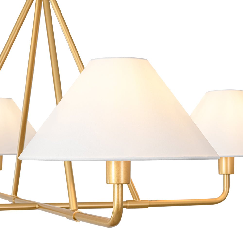 Mid - Century Modern 4 - Light Conical Fabric Shades Iron Chandelier - LightfixturesUAE