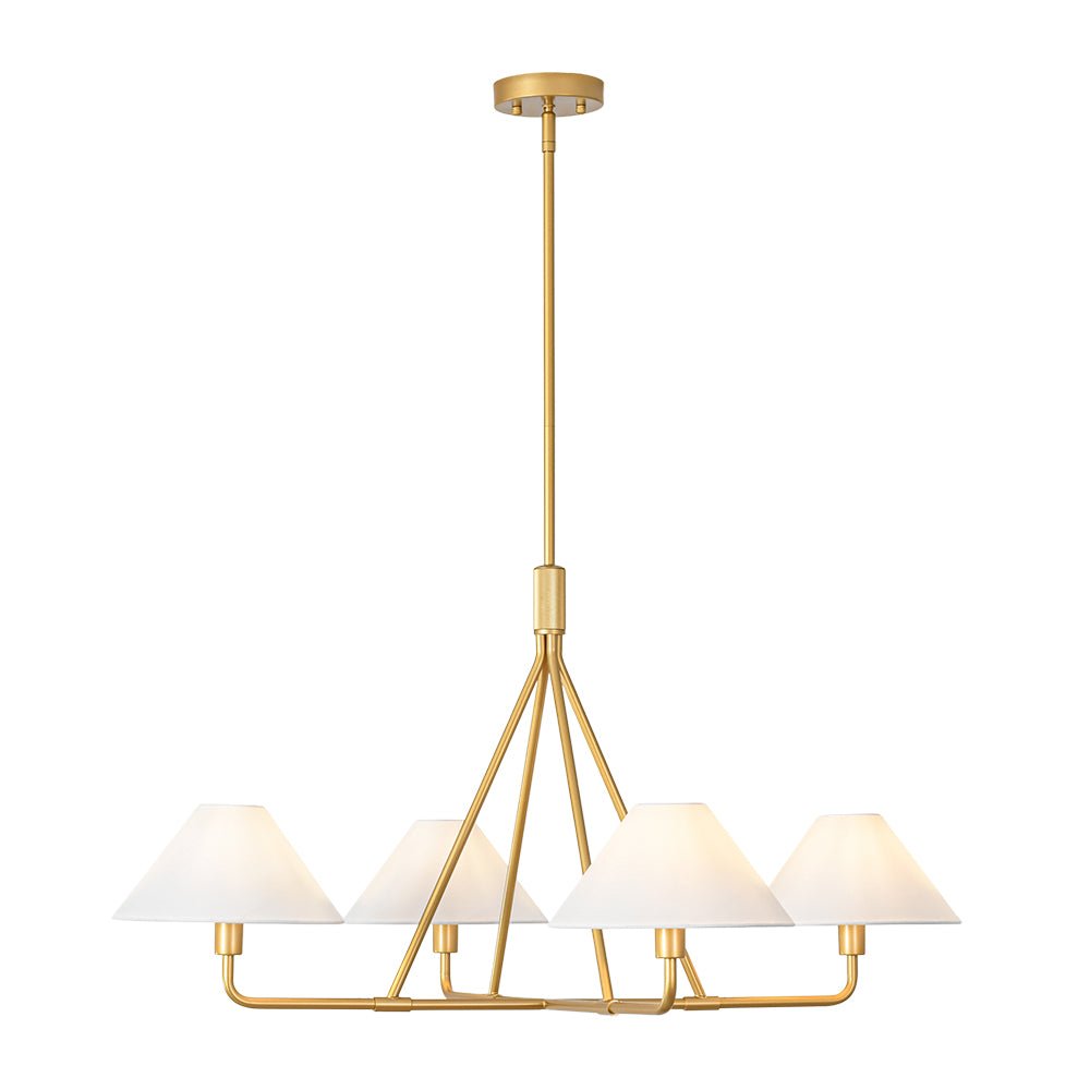 Mid - Century Modern 4 - Light Conical Fabric Shades Iron Chandelier - LightfixturesUAE