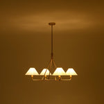 Mid - Century Modern 4 - Light Conical Fabric Shades Iron Chandelier - LightfixturesUAE