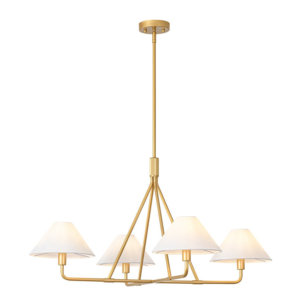 Mid - Century Modern 4 - Light Conical Fabric Shades Iron Chandelier - LightfixturesUAE