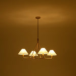 Mid - Century Modern 4 - Light Conical Fabric Shades Iron Chandelier - LightfixturesUAE