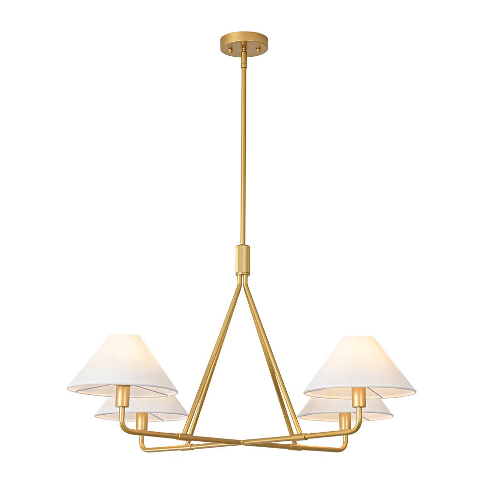 Mid - Century Modern 4 - Light Conical Fabric Shades Iron Chandelier - LightfixturesUAE