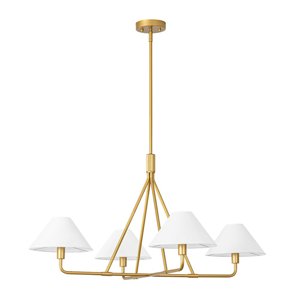 Mid - Century Modern 4 - Light Conical Fabric Shades Iron Chandelier - LightfixturesUAE