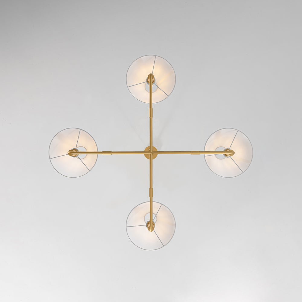 Mid - Century Modern 4 - Light Conical Fabric Shades Iron Chandelier - LightfixturesUAE
