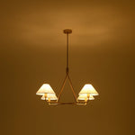 Mid - Century Modern 4 - Light Conical Fabric Shades Iron Chandelier - LightfixturesUAE